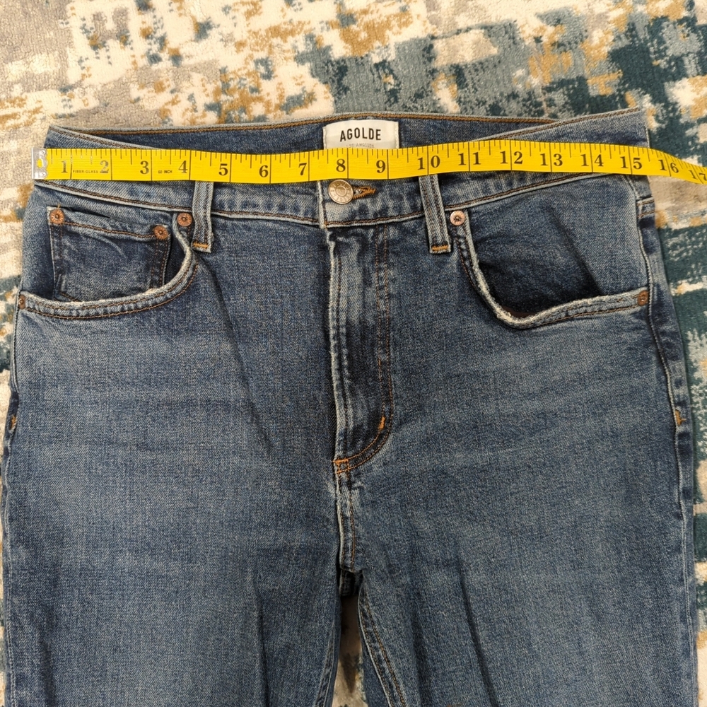 AGOLDE Willow Mid Rise Slim Straight Blue Jeans - Women's 28 Classic Basic Denim - Picture 12 of 14